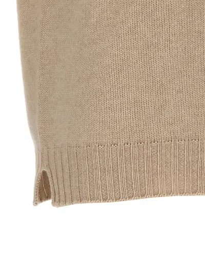Ma'ry'ya Cashmere Blend Wool Sweater With Ribbed Detailing In Beige