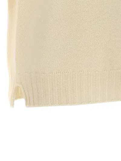 Ma'ry'ya Textured Knit Wool Blend Sweater With Turned-up Turtleneck In White