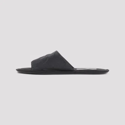 The Row Frances Slipper Open Toe Flats In Blk Black