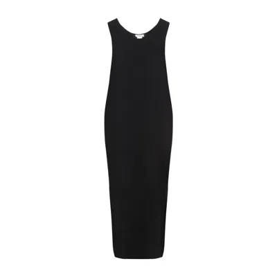 The Row Sleeveless Midi Dress With Viscose-polyester Blend In Black