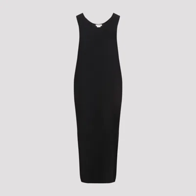 The Row Sleeveless Midi Dress With Viscose-polyester Blend In Black