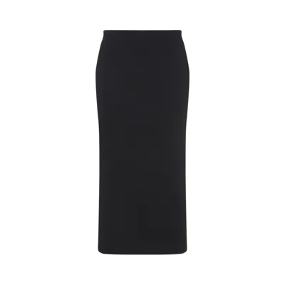 The Row Parma Stretch Virgin Wool Midi Skirt In Nvy Navy
