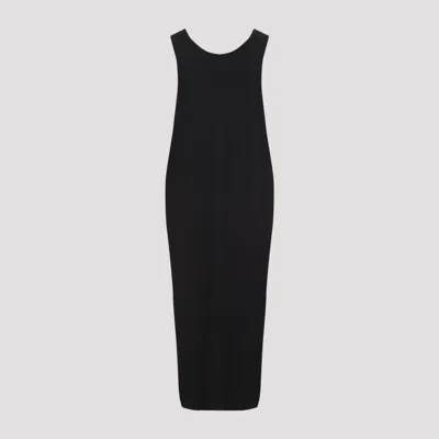 The Row Sleeveless Midi Dress With Viscose-polyester Blend In Black