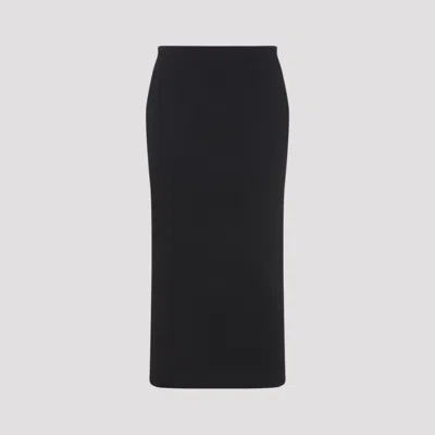 The Row Parma Stretch Virgin Wool Midi Skirt In Nvy Navy