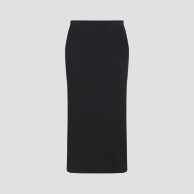 The Row Parma Stretch Virgin Wool Midi Skirt In Nvy Navy