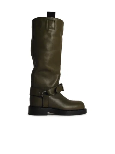 Shop Burberry Green Leather Boots