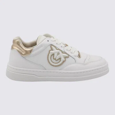 Shop Pinko White And Gold Sneakers