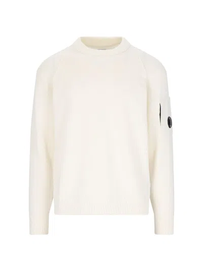 Shop C.p. Company Lens Detail Sweater In Bianco