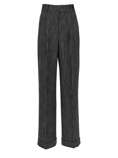 Shop Alberta Ferretti Pants With Front Pleats In Nero