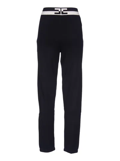 Shop Elisabetta Franchi Pantalone Tricot In Nero E Bianco