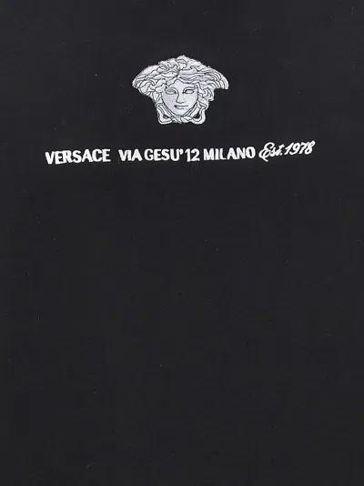 Shop Versace Logo Embroidery T-shirt In Black