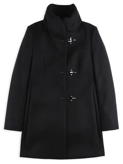 Shop Fay Romantic Coat In Black In Soft Wool Blend Fabric