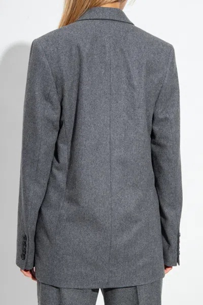 Shop Totême Blazer With Long Sleeves In Grey Melange