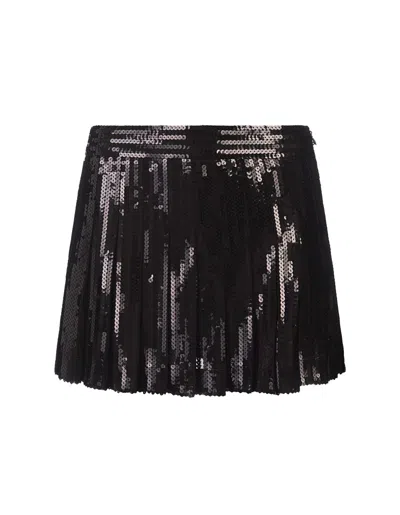 Shop P.a.r.o.s.h Black Godot Sequined Mini Skirt In Nero