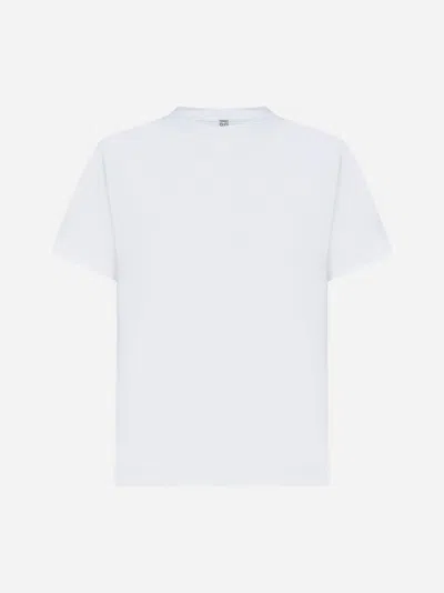 Totême Embroidered Ribbed Stretch-cotton Jersey T-shirt In Off White