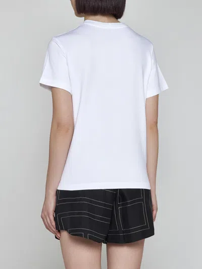 Totême Embroidered Ribbed Stretch-cotton Jersey T-shirt In Off White