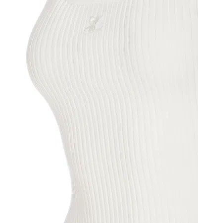 Shop Courrèges Reedition Knit Tank Top In Bianco