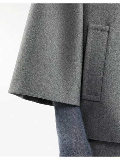 Shop Fay Grey Wool Blend Fabric Cape In Grigio