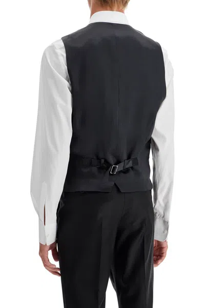 Shop Dolce & Gabbana Sartorial Satin Waistcoat In Nero