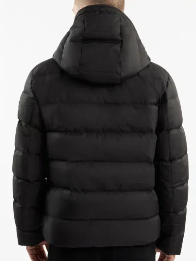 Fay Double Front Puffer Jacket With Hood And Matte Finish In Black