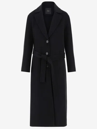 Shop Pinko Wool Long Coat In Nero Limousine