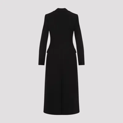 Dolce & Gabbana Double-breasted Long Wool Coat And Pockets In Black