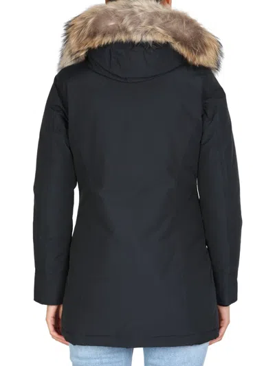 Shop Woolrich Artic Racoon Parka In Blu Navy