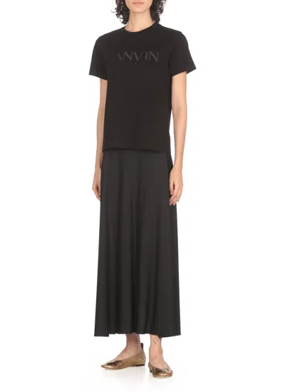 Shop Lanvin Cotton Logoed T-shirt In Black