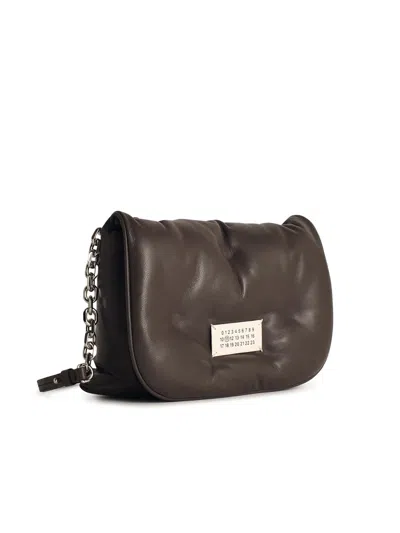 Shop Maison Margiela Glam Slam Grey Leather Crossbody Bag In Dove