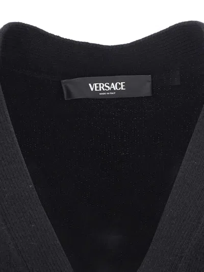 Shop Versace Medusa 95 Logo Cardigan In Black