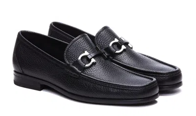 Ferragamo Textured Leather Gancini Loafers