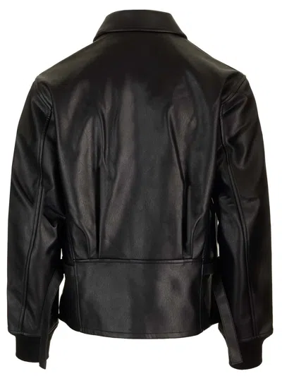 Shop Y-3 Pleather Bomber Jacket In Black