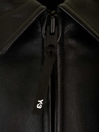 Shop Y-3 Pleather Bomber Jacket In Black