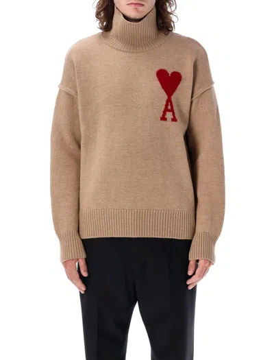 Shop Ami Alexandre Mattiussi Red Adc Sweater In Beige