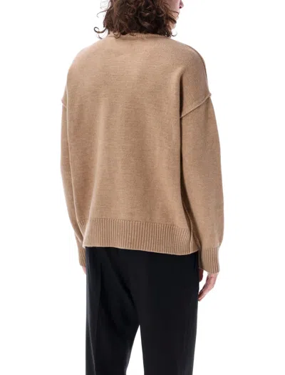 Shop Ami Alexandre Mattiussi Red Adc Sweater In Beige