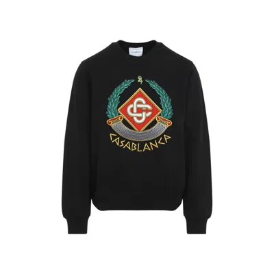 Shop Casablanca Casa Crest Embroidered Sweatshirt In Black