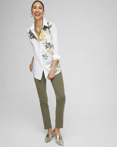 Chico's Petite Girlfriend Slim Ankle Jeans In Green Size 18p |  In Olive