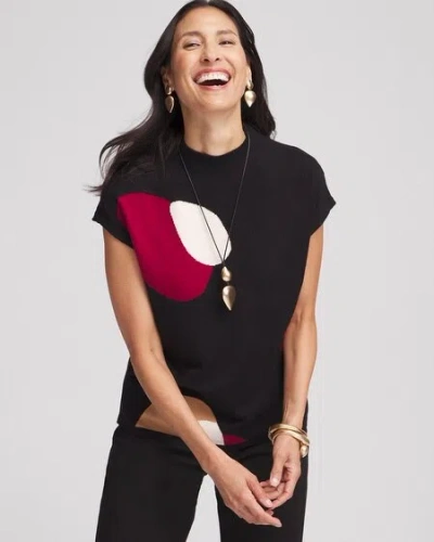 Chico's Mock Neck Pullover Sweater In Black Size 8/10 |  In Black