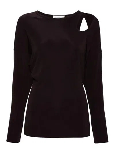 Shop Victoria Beckham Twist Detail Jersey Top In Black