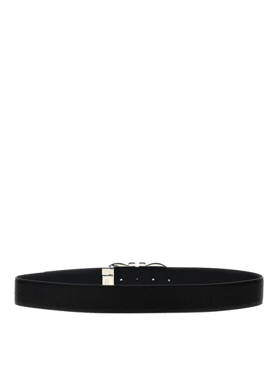Ferragamo Reversible Belt Featuring 'gancini' Buckle In Black