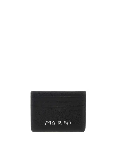 Shop Marni Logo Card Holder In Black