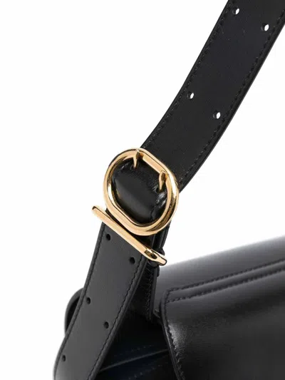 Jil Sander Cannolo Mini Leather Shoulder Bag In Black