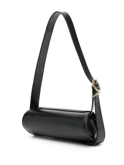 Jil Sander Cannolo Mini Leather Shoulder Bag In Black