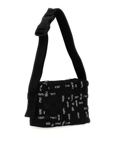 Alexander Wang Interwoven-design Logo-jacquard Shoulder Bag In Black