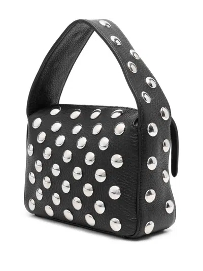 Khaite Elena Small Studded Textured-leather Shoulder Bag In Black