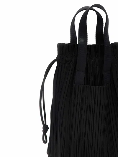 Shop Issey Miyake Pleats Tote Shopping Bag In Black