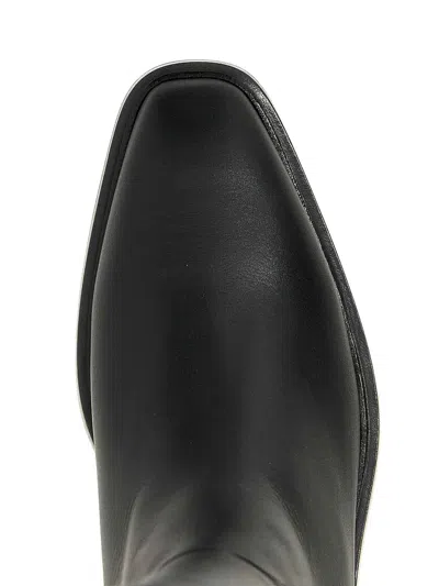 Ferragamo Tall Square-toe Boots Gold Hardware In Black
