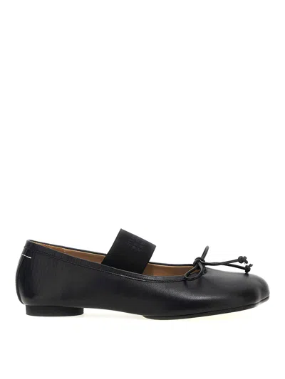 Mm6 Maison Margiela Smooth Leather Anatomical Ballerina In Black