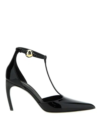 Ferragamo Lysandra Patent T-strap Stiletto Pumps In Black