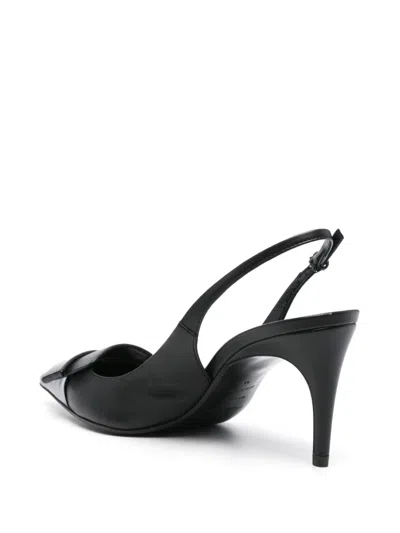 Shop Sergio Rossi Leather Slingback In Black